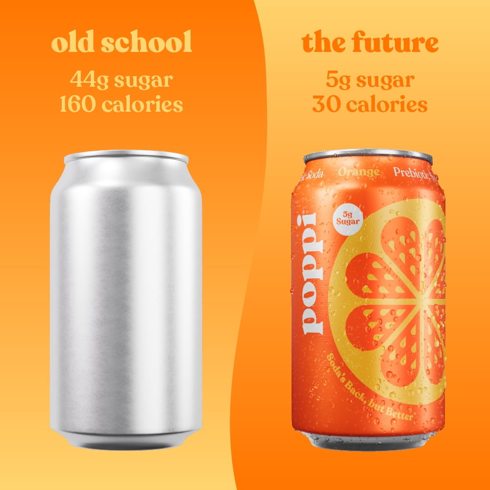 (12 pack) Poppi Prebiotic Soda, Orange, 12 oz, 12 Pack Cans