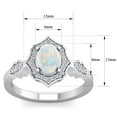 thumbnail image 5 of SuperJeweler 1 1/2 Carat Oval Shape Created Opal and Halo Diamond Ring In Sterling Silver For Women, 5 of 6