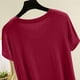 thumbnail image 4 of Pijama de manga corta para mujer, color liso, manga corta, camiseta fina, pijama de manga corta, blusa de poliéster, 4 of 8