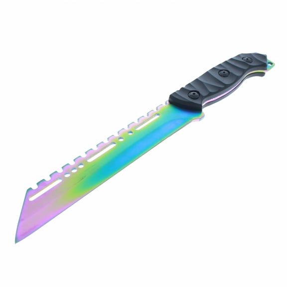ASR Outdoor Full Tang Hunting Knife ABS Handle Fixed Blade Rainbow Design