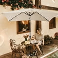 thumbnail image 7 of FLAME&SHADE 6.5 x 10 ft Rectangular Solar Powered Outdoor Market Patio Table Umbrella with LED Lights and Tilt, Beige, 7 of 7