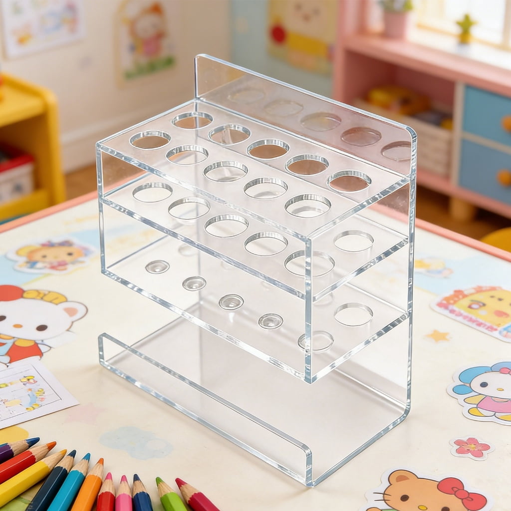 Wall Mounted Acrylic Marker Holder with 10 Slots Sticky Pen Storage Stand Whiteboard Supply Organizers