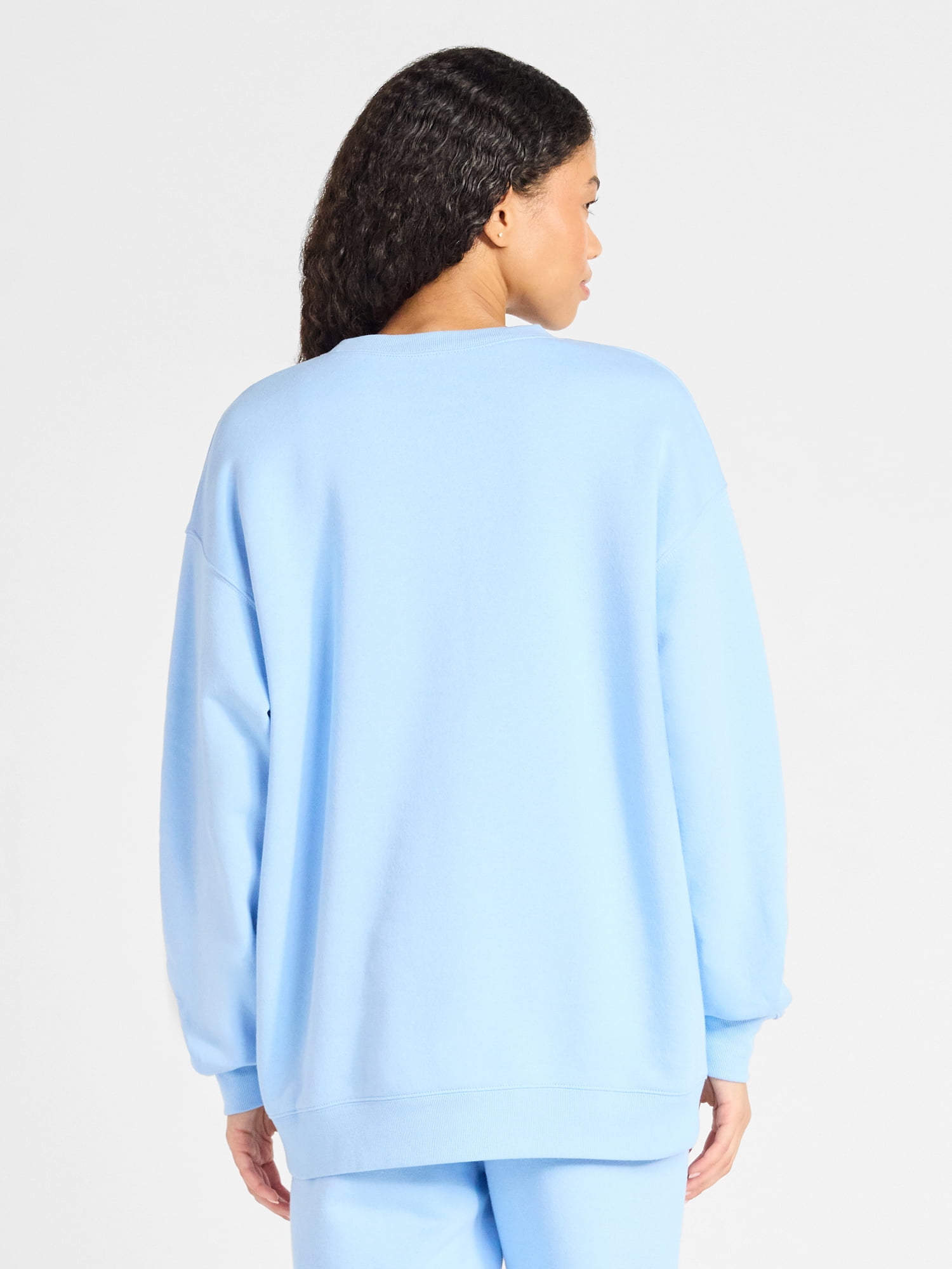 No Boundaries Oversized Fleece Sweatshirt with Long Sleeves, Women's Sizes XXS-4X