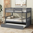 thumbnail image 2 of Full Over Full Bunk Bed with Trundle, Wood Bed Frame and Ladder with Guard Rails for Kids, Toddlers, Teens, Boys and Girls, Gray, 2 of 7