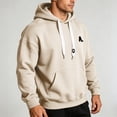 thumbnail image 4 of Men's Vintage Graphic Letter Hoodies Long Sleeve thermal Drawstring Hooded Sweatshirts Spring Fall Oversized Pullovers with Kangaroo Pocket Size 4XL Beige, 4 of 7
