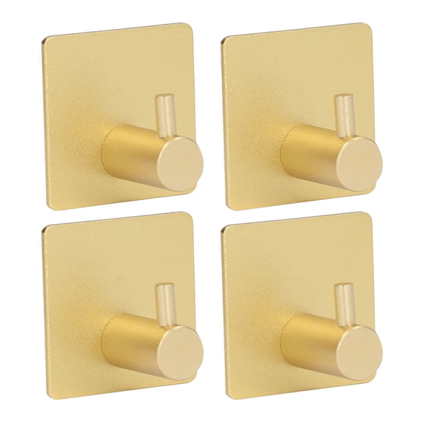 Percha para toallas, 4 piezas, gancho para toallas de aluminio, gancho dorado, gancho adhesivo, artesanía excepcional