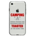 thumbnail image 1 of DistinctInk Clear Shockproof Hybrid Case for iPhone 7 8 SE (2020 Model) 4.7" Screen TPU Bumper Acrylic Back Tempered Glass Screen Protector - Camping - Friends & Marshmallows Get Toasted, 1 of 5