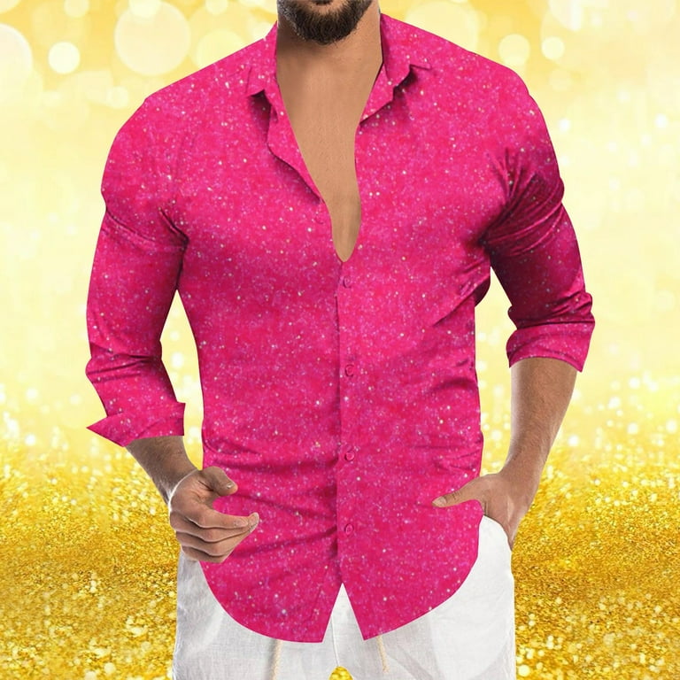 XDZJLR Men's Dress Shirts Sparkly Shiny Printed Lapel Button Up Long Sleeve  Shirt Fashion Bright Design Comfortable Festive Celebrations For Disco  Party Nightclub Prom Xxxl - Walmart.com