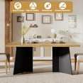 thumbnail image 3 of 63-Inch Dining Table for 6-8 People – Modern Long Kitchen Table with Sturdy Pedestal Base, Large Tabletop, Dinner Table for Kitchen, Dining Room, Home – Natural & Black, 3 of 9