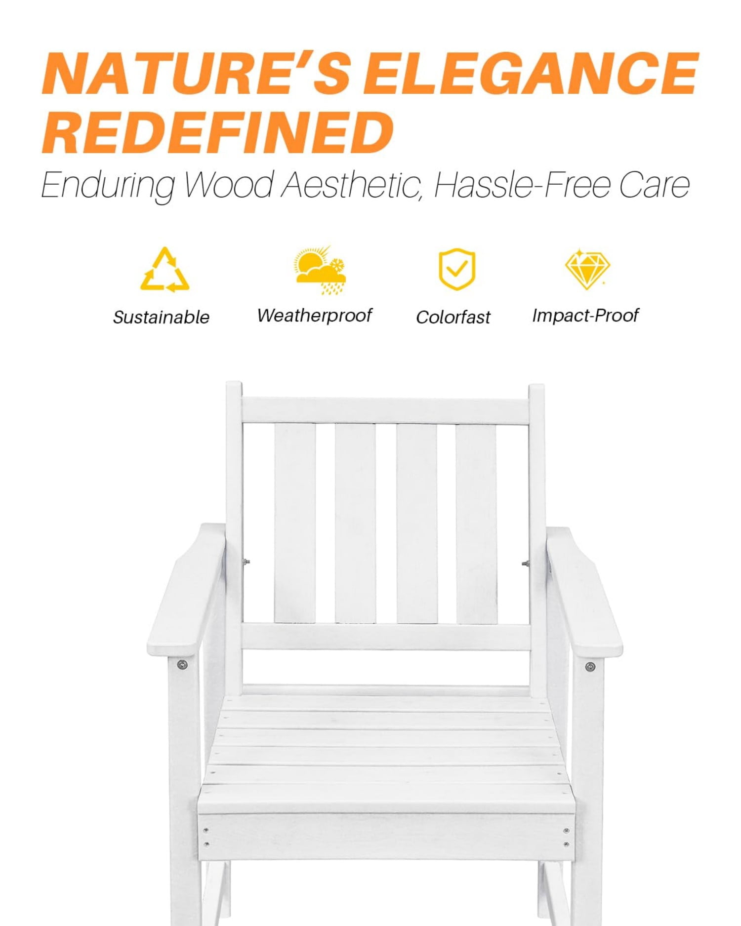 HDPE Dining Chair Set of 4, All Weather Outdoor Dining Chairs with Ergonomic Backrest, Heavy Duty Patio Chairs for Backyard, Garden, Poolside, Deck, Pearl White