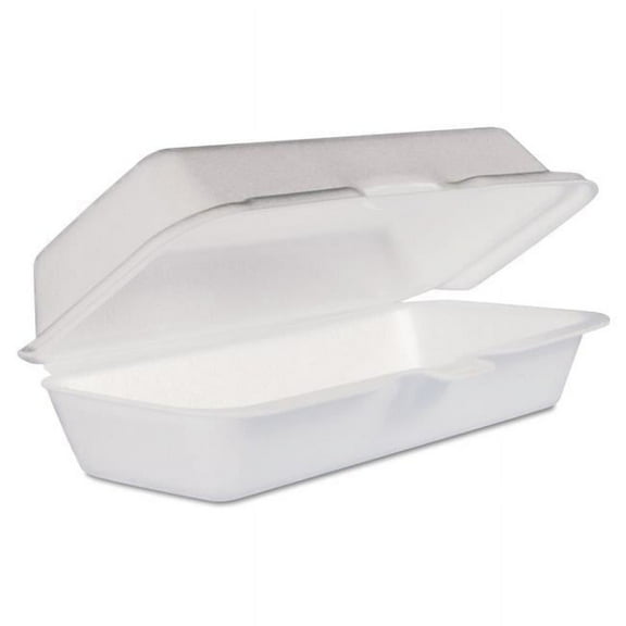 Dart 72HT1 Foam Hinged Lid Container, Hot Dog Container, 3.8 X 7.1 X 2.3, White,125/bag, 4 Bags/carton