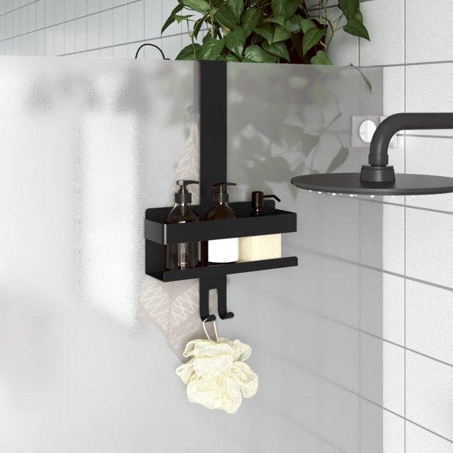 vidaXL Caddy de Douche Suspendu Noir Mat Brossé en Acier Inoxydable 304