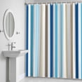 thumbnail image 5 of Ombre Blue Beige Stripes Shower Curtain for Bathroom Decor, Minimalist Abstract Vertical Striped Waterproof Fabric Shower Curtain, 72"x84" Set with 12 Hooks, 5 of 9