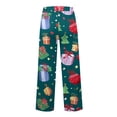 thumbnail image 5 of Women's Fashion Casual Loose Printed Wide-Leg Sports Pants with Christmas Print, Comfortable Home and Outdoor Wear, Elastic Waist with Drawstring for Easy Fit, Green, M, 5 of 7