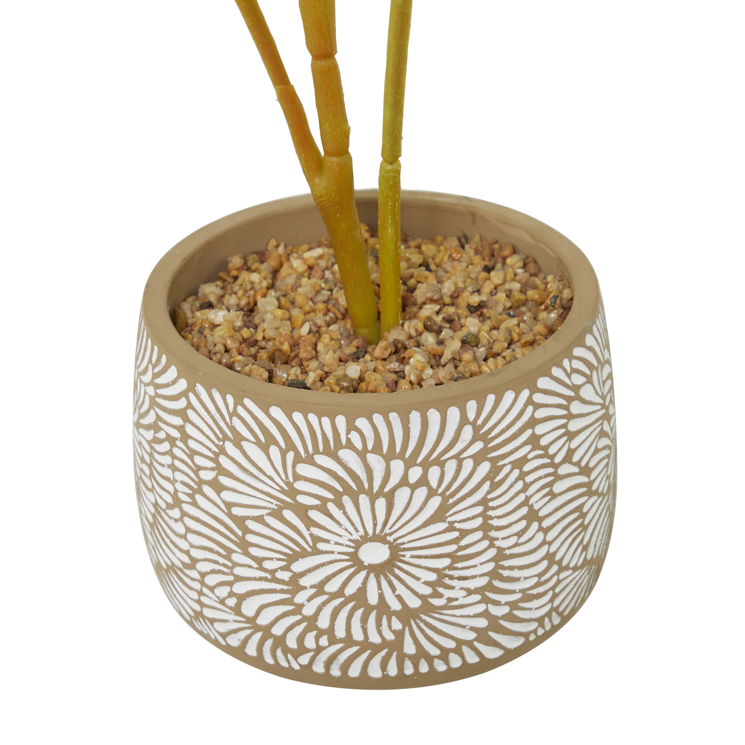 DecMode 30" Artificial Crotons Plant in Realistic Leaves and Floral Patterned Pot