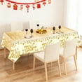 thumbnail image 5 of Dadiaei Happy New Year Plastic Tablecloth Black Gold White Party Tablecloth 107.87x53.94in Waterproof Disposable for Holiday Dinner Decor Table Setting Supplies, 5 of 6