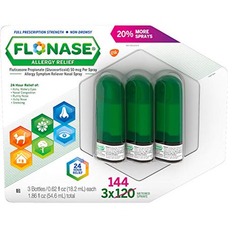 FLONASE Allergy Relief Nasal Spray (144 Sprays per Bottle, 3 Count)