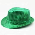 thumbnail image 2 of NoxwB Men's Vintage Sequins Bling Fedora Hat Sparkle Shining Bucket Cap Hat Army Green 58CM, 2 of 5