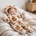 thumbnail image 6 of Maqroz Animal Print Boys Girls Fleece Jumpsuit Long Sleeve Hooded Romper Cute Cubby Graphic Loungewear with Zip, 6 of 8