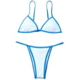 thumbnail image 2 of Womens Bikini Two Piece Swimsuit Halter Top with Shorts Bottom High Waisted Swimwear Solid Color Bathing Suit for Beach Vacation Pool Party, 2 of 9