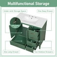 thumbnail image 4 of 36" Bathroom Vanity with Sink Combo, Freestanding Bathroom Storage Cabinet with 4 Drawers and 2 Soft Closing Doors, Solid Wood Frame, Green, 4 of 10