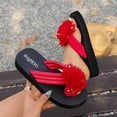 thumbnail image 2 of Gpaecead Women Fabric Flower Flat Flip Flops Lightweight Eva Footbed Spring Summer Beach Casual Shoes,A-Red, 2 of 8