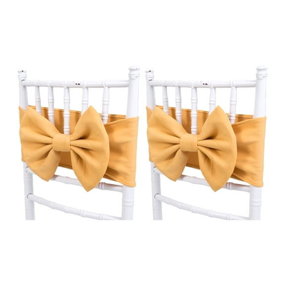 Set of 2 Stretchable Chair Sashes Bows Tie with Elastic for Weddings Party Decorations for Various Chair Types