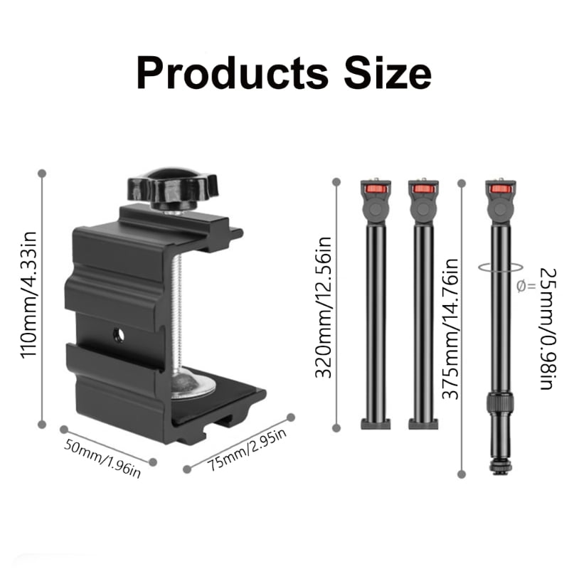 Professional Desktop Microphones Support with Full 360 Degree Swivels, Aluminum, Wide Clamp Ranges