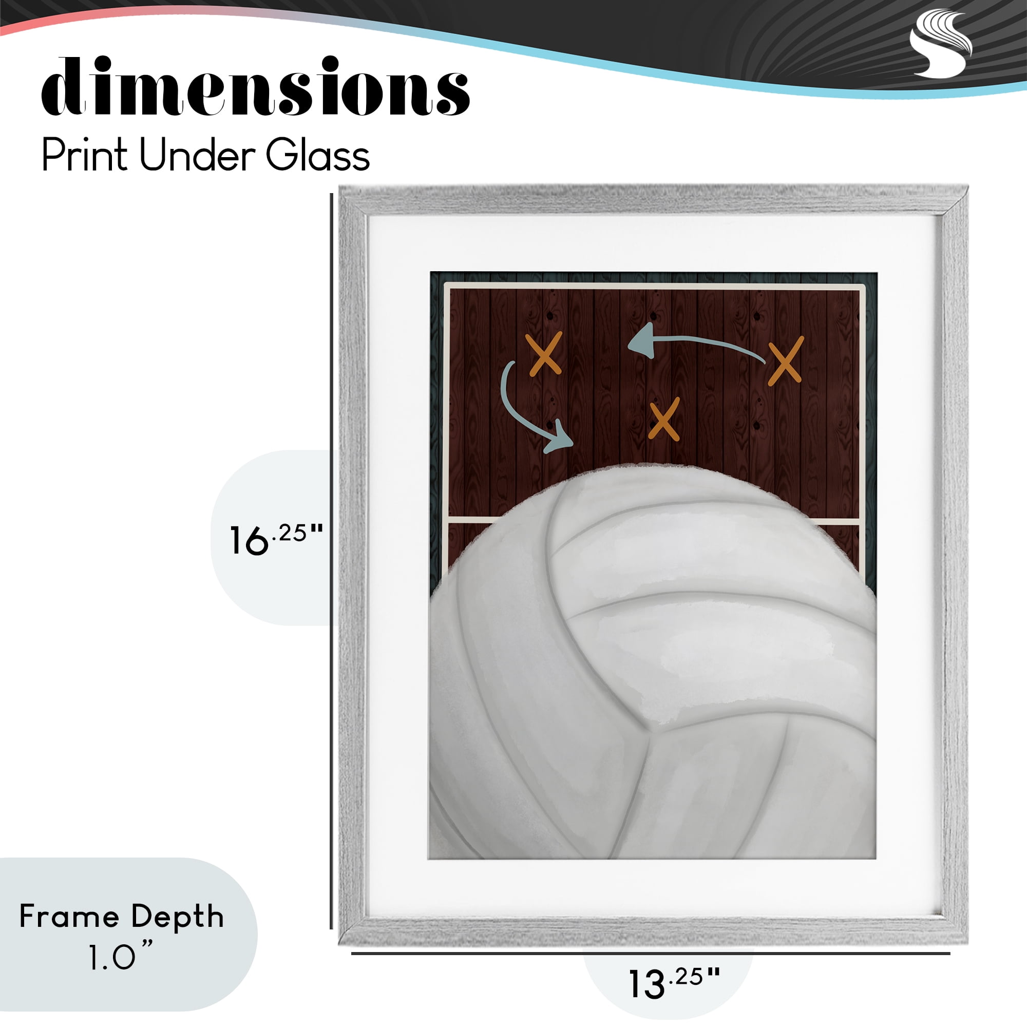 Stupell Industries Volleyball Court Tactics Gray Framed Print Under Glass, design by Jennifer Stith