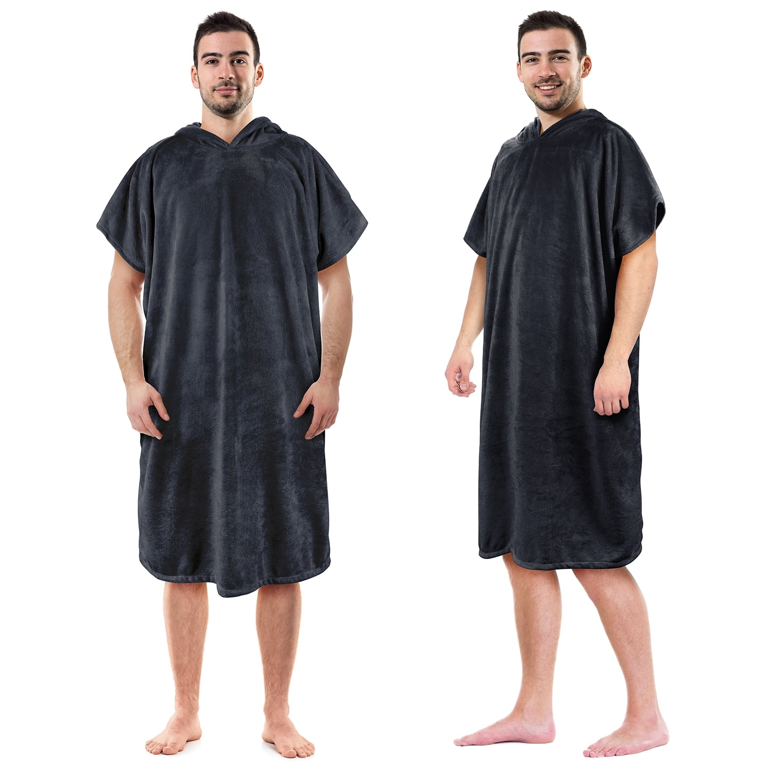 Ooded Towel Poncho Adult Sleeveless Changing Robe Beach Wetsuit for Surfe*W 
