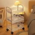 thumbnail image 5 of Hiroekza 3-Tier Rolling Utility Cart with Handle - Clear Plastic Rolling Shelf Cart - Multi-Functional Storage Trolley for Office, Living Room, Kitchen - Movable Storage Organizer with Wheels, 5 of 6