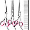 thumbnail image 1 of HLONK 5 in1 Dog Grooming Scissors Kit  Professional Dog Scissors for Grooming with Safety Round Tips  Titanium Coated Grooming Shears for Dogs Cat Pet At Home, 1 of 7