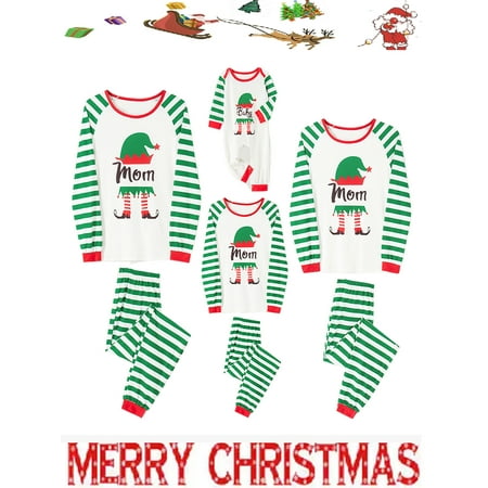 

Sunisery Matching Family Christmas Pajamas Set Long Sleeve Striped Bottoms Pants Jammies Sleepwear Nightwear Homewear for Adults Kid