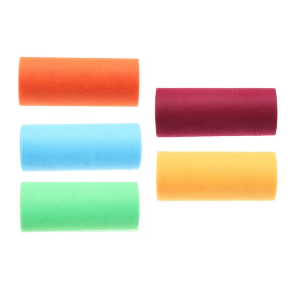 LOLIPPYY 5Pcs Poly Mesh Ribbon Assorted Colors for Wedding Decor Crafting and Chair Sashes