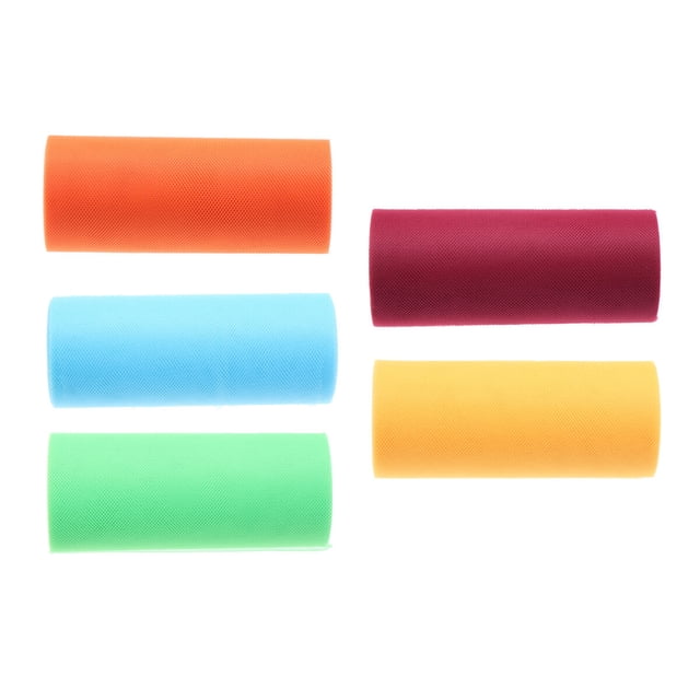 KAKOWELY 5 rollos de tul para tutú, rollo de gasa para manualidades, ideal para decoración de vestidos de boda, fiestas, dorados, naranjas, azules, verdes y rojos.