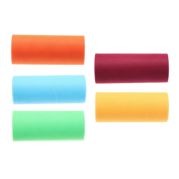 KAKOWELY 5 rollos de tul para tutú, rollo de gasa para manualidades, ideal para decoración de vestidos de boda, fiestas, dorados, naranjas, azules, verdes y rojos.