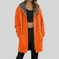 thumbnail image 2 of GEWSEY Fleece Long Zip up Hoodie Women Oversized Y2K Long Hoodies 2025 Fall Tunic Sweatshirt Jacket with Pockets Casual (Orange, 3XL), 2 of 5