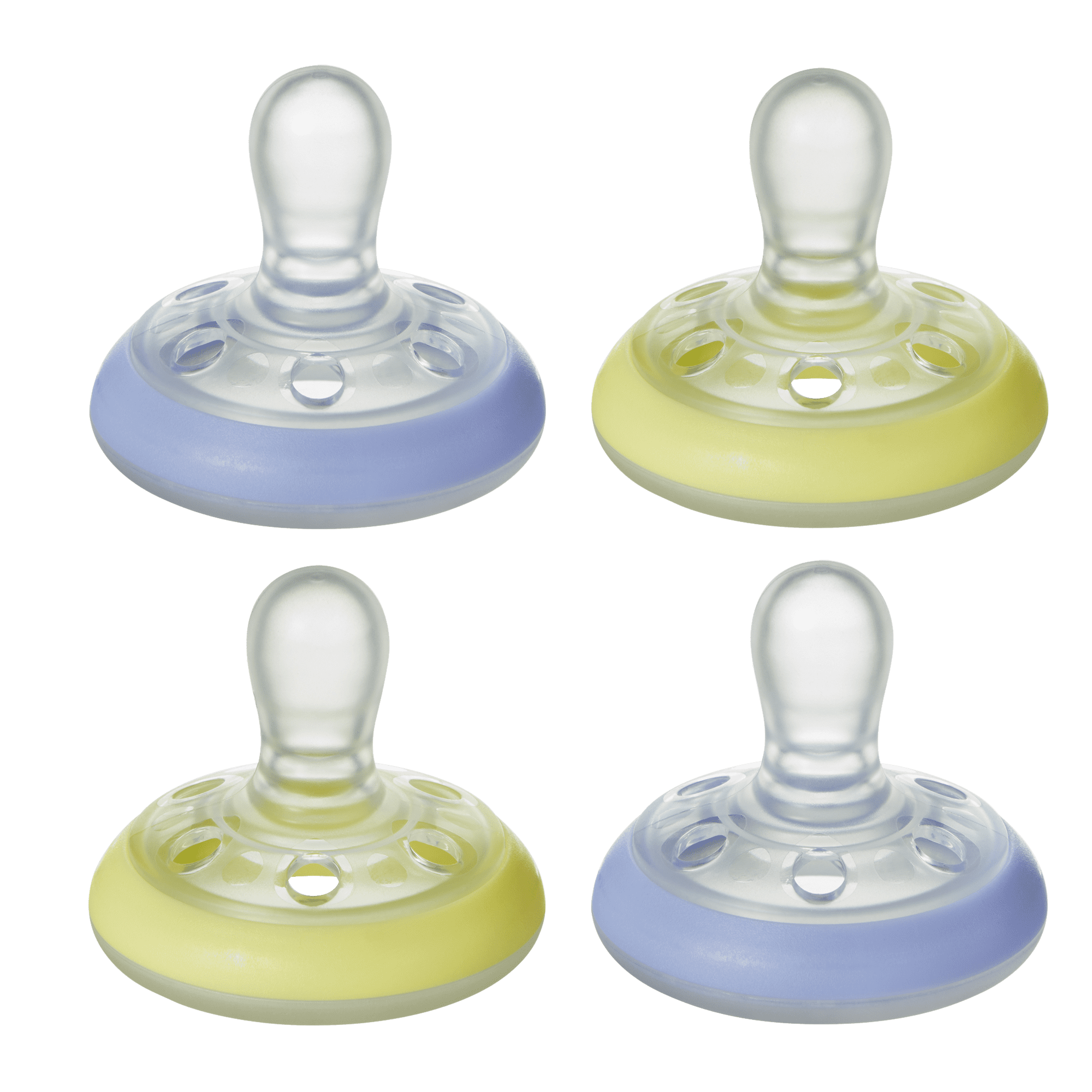 Tommee Tippee Breast-Like Pacifier Night, Glow in the Dark (0-6m, 4 Count)  | Skin-Like Texture, Symmetrical Design, BPA-Free Binkies