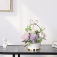 thumbnail image 2 of Artificial Flowers Hydrangea with Ceramic Vase Silk Chrysanthemum Mini Potted Fake Flowers Hanging Potted Plants for Wedding Home Office Decoration Pack of One (White), 2 of 5