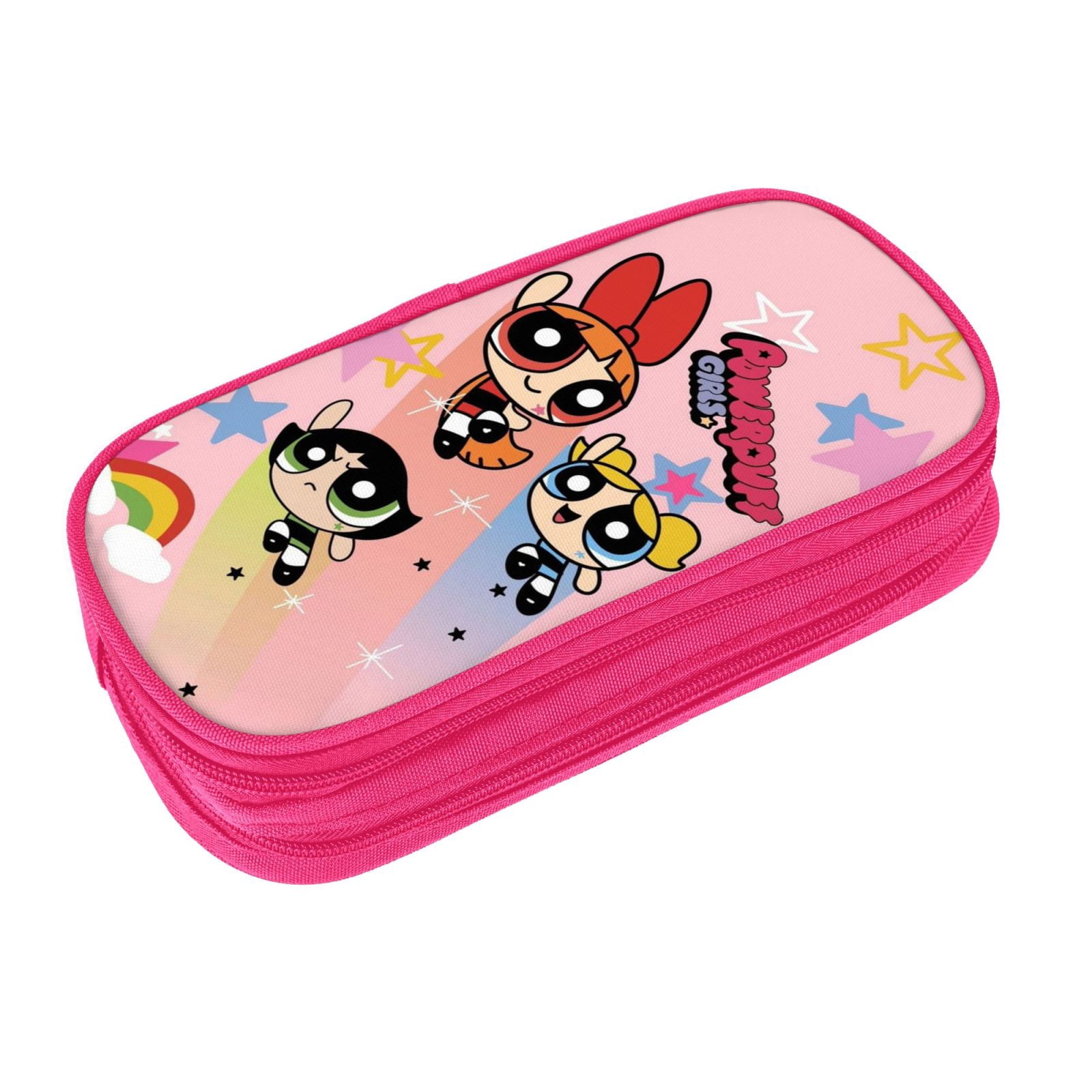 The Powerpuff Gi-rls Pencil Case Large Capacity Pencil Pouch Penbag Office Stationery Organizer Travel Makeup Bag Pink