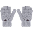 thumbnail image 1 of Guantes convertibles de punto de lana cálidos de invierno para mujer, sin dedos, con funda para manoplas, 1 of 6