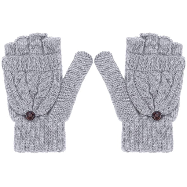 Guantes convertibles de punto de lana cálidos de invierno para mujer ...