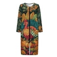 thumbnail image 4 of FKELYI Women Zip Up Robe Nightgowns Comfy House Coats Full Length Sleepwear House Dress Thanksgiving Turkey Pumpkin Leaf Print Long Sleeve Bathrobe with 2 Pockets, 3XL, 4 of 6