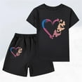 thumbnail image 2 of Fesfesfes Children's Printed Top and Short Set Short Sleeve Round Neck Shirt and Elastic Waist Shorts,2 Piece Summer Outfits,Casual Lightweight Clothing for Kids(Black,2 Years), 2 of 3