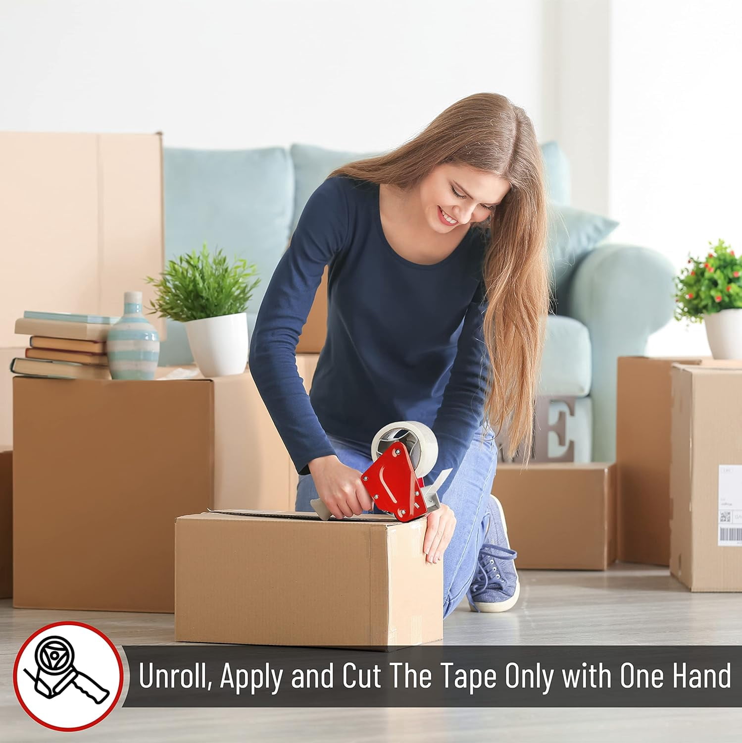 Mr. Pen- Packing Tape Dispenser Gun 2-Inch, 4 Pack with 4 Rolls Tape, Heavy Duty Packing Tape with Dispenser, Packaging Tape