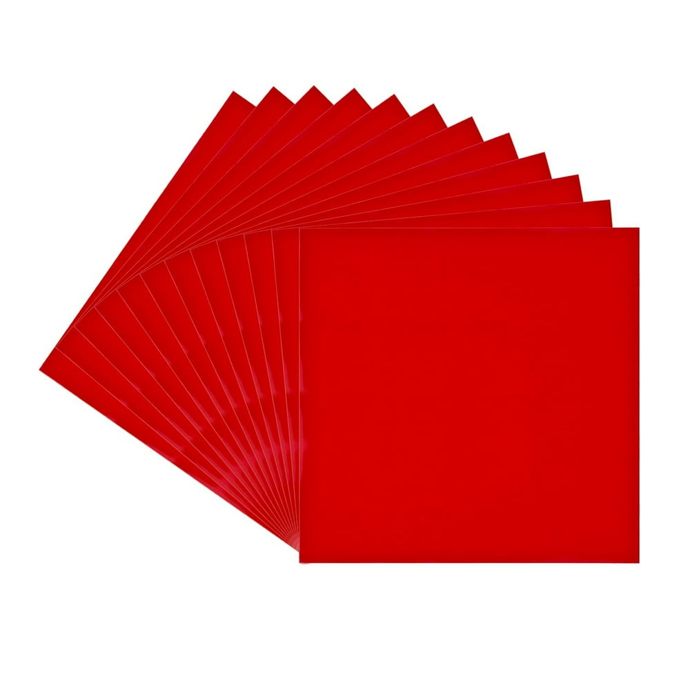 Red Glossy Vinyl Sheets12 Pack 12" X 12" Permanent Adhesive Backed