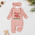 thumbnail image 2 of Splozh Baby Boys Girls Clothes Cute Baby Girl First Birthday Outfit Romper 1st Birthday Long Sleeve Jumpsuit Cute Fall Clothes, Light Pink, 12-18 Months, 2 of 6