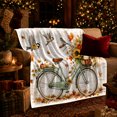 thumbnail image 3 of Vintage Teal Bicycle Sunflower Basket By White Wood, Cozy Friendship Quote Scene, Warm Flannel Blanket for Living Room and Reading Nook, Art Lovers Thanksgiving Gift, Artistic Home Decor, 3 of 9