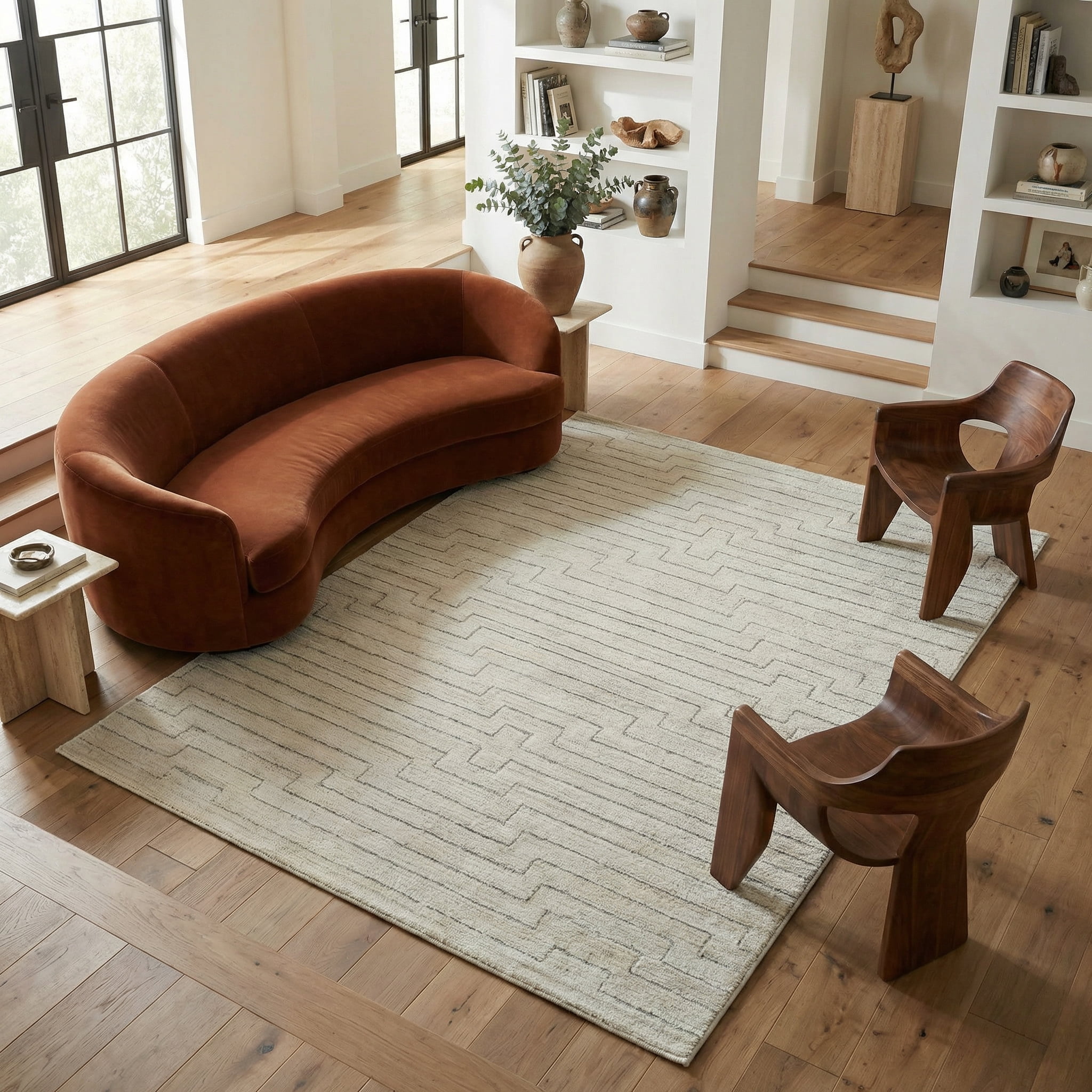Rug Branch Casa Abstract Indoor Area Rug, Beige Cream, Modern - Living Room, Bedroom, Dining Room, and Kitchen