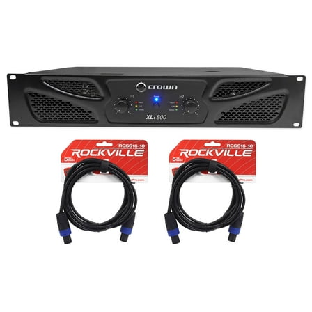 Crown Pro XLi800 600w 2-Channel DJ/PA Power Amplifier Amp   Cables XLI 800